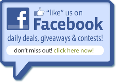 Like us on Facebook! Receive daily deals, giveaways & contests. Don't miss out! Click here now.