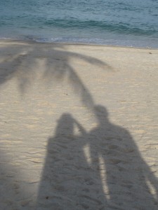 beach, shadows